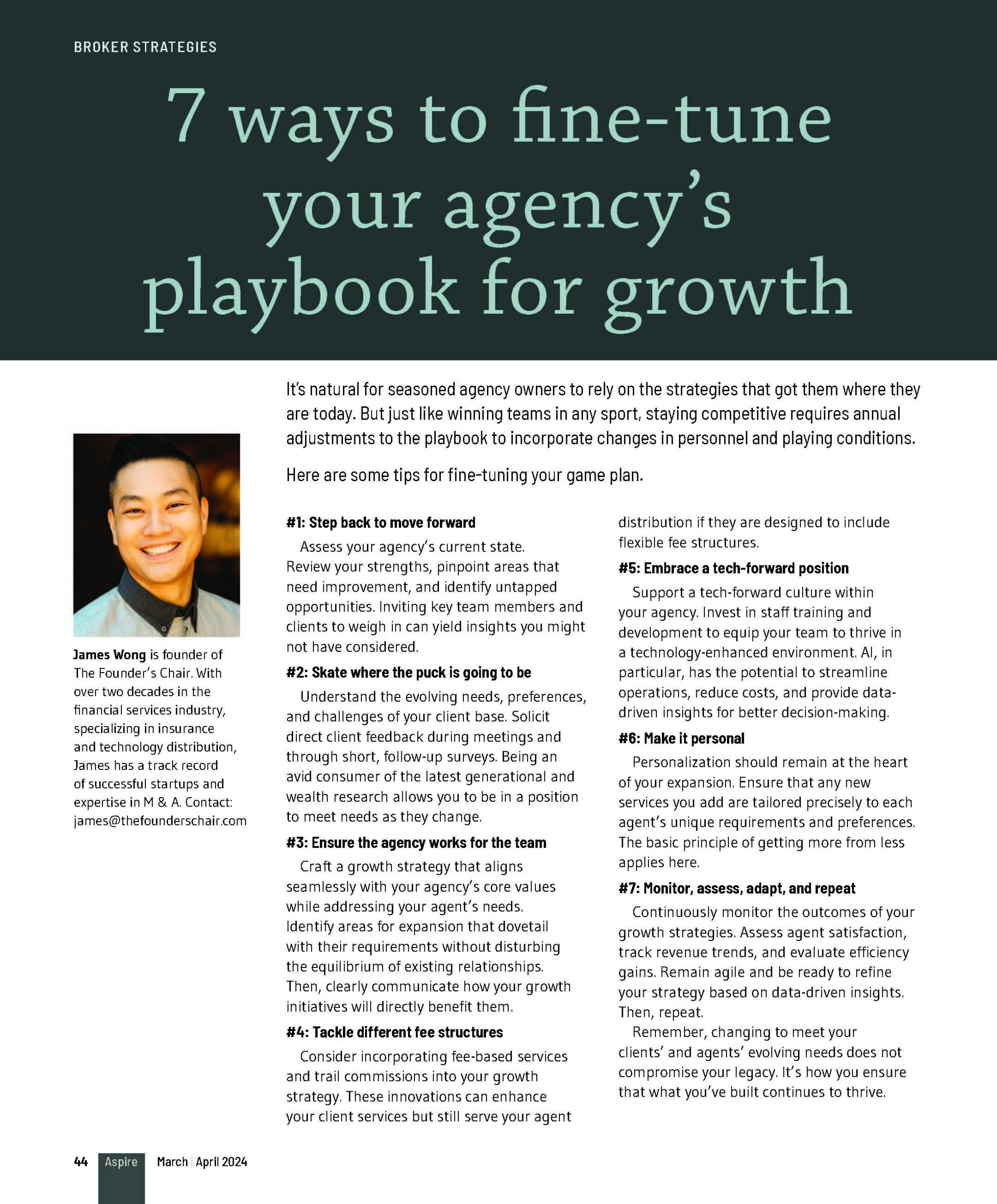 7 ways to fine-tune<br />
your agency’s<br />
playbook for growth